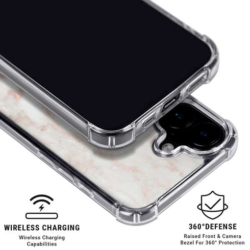 Rose Gold Marble iPhone 16 Clear Case